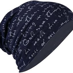 Men's Beanies Cotton Slouchy Skull Summer Blended Free Size Blue Beanie Cap for Men Women Boys (7013B-White Text)-image-54