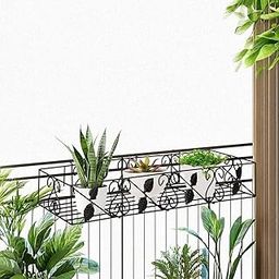 Niyara || Metal Planter Stand || Flower Pot Stand for Railing Planters || Plant Stand Indoor Hanging Pot|| Leaf Design Set of 1-image-37