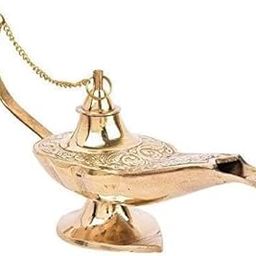 ALFAMART HT Elegant 8-Inch Brass Aladdin Chirag Oil Lamp – Vintage-Inspired Genie Lamp for Home Decor, Festive Decoration, and Gift Collectible – Handcrafted Brass Finish with Antique Charm-13