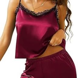 Satin Pajamas Cami Lingerie Sets 2 Piece Pjs Sleepwear Loungewear Bridal Gift for Women-image-6