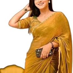 Lemon Yellow Georgette Saree With Floral Print And Lace Border For Weddings-picture-11