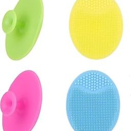 Red Square Face Scrubber, 4 PCS Silicone Face Scrubber Exfoliator for Women, Face Cleansing Brush Blackhead Acne Pore Pad for Deep Cleaning Skin Care Multicolor-69