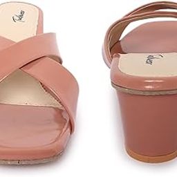 Women's Cross Strap Block Heel Sandals, Patent Black, Slip-on Mules-image-99