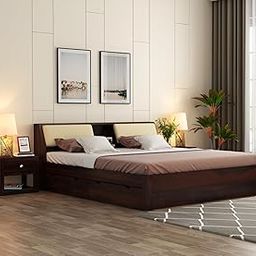 Kunjal Furniture Solid Sheesham Wood King Size Bed with 4-Drawer Storage for Bedroom - Wooden King Size Cot Bed - Double Bed with Headboard Storage Furniture for Home (Walnut Finish)-picture-15