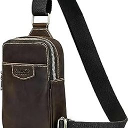 Full Grain Leather Sling Bag for Men - Small Crossbody Chest Bag | Stylish Shoulder Daypack Travel Phone Purse Side Bag (Hunter Brown)-image-79