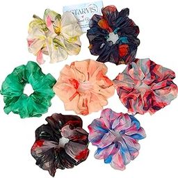 Luxury soft 6pcs Organza Scrunchie for women girls Soft XL scrunchies, Hair scrunchies Anti-Hair-Breakage, Scrunchies Set for Girls, Women, Best gift for Sister, Friend, Mom(Multicolor)-image-1