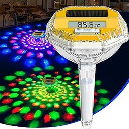 Sinbyuer Optimized Solar Digital Pool Thermometer with Dynamic Light Show | Floating Pool Temperature Thermometer - Oversized LCD Screen for Easy Readings | Pools Temperature Gauge for Hot Tubs-Yellow-image-30