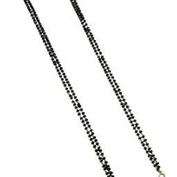 Gold Plated Maharashtrian Vati 2 Vati Pendal Mangalsutra Black Bead chain short simple double line 24 Inch Mangalsutra Chain Only-image-92