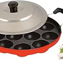Acute Non-Stick Appam Maker Pan with Lid, 12 Cavity, Superior Durability, Heat Efficient, Red-image-37