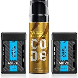Wild Stone 18ml Charge Pocket Perfume and 120ml Code Gold Body Perfume Combo for Men (Pack of 3)-47