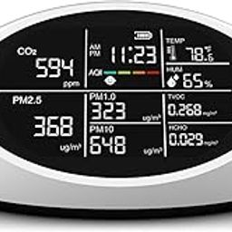 12 in 1 Portable Air Quality Monitor Indoor for Home, Dual Air Quality Tester with Temperature, Humidity, Time Display, CO2 Detector Air Quality Meter for TVOC, PM2.5, PM1.0, PM10-image-2