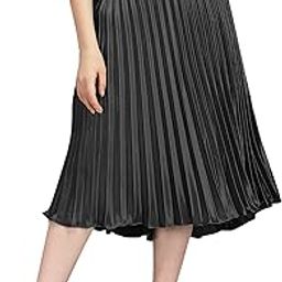 | Skirt for Women | Timeless Pleated Skirt | Knee-Length A-Line for Effortless | Comfort Elastic Skirt | Stylish Midi Skirt for Women.-image-49