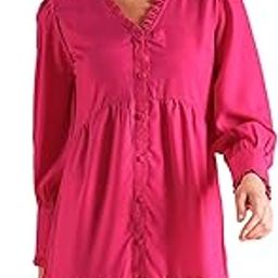 Women Button Down Shirt Style Mini Dress-image-4