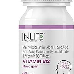 INLIFE Vitamin B12 (Methylcobalamin) 1500mcg Supplement with ALA, Folic Acid, Vitamin D3 | Nerve and Brain Health for Men & Women – 60 Tablets(Pack Of 1, 60)-6