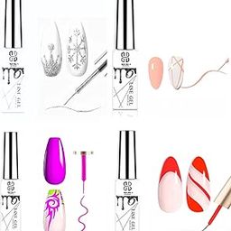 Gel Nail Liner Polish for Nail Art, DIY Design, Manicure, 10ml, Set of 4-image-83