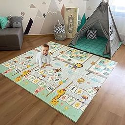 StarAndDaisy Baby Mats for Floor/Play Mat for Kids with Double Sided Water Proof/Baby Play Mat for Babies, Infants & Toddlers Reversible & Foldable Design 6MM- Alphabet +Traffic-20
