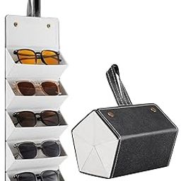 Sunglasses Organizer with 5 Slots Compartments, Foldable Sunglass Organizer Travel Case Multiple Pairs for Women Men-3