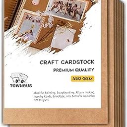 TOWNBUS - 30 Nos of A4 size kraft Cardstock Paper 450gsm for painting, arts and crafts, menu cards and DIY-image-62