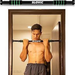 Slovic Door Pull Up Bar for Home Workout [100 Kg Load Capacity]| No Screw pull up bars stand with Anti-Skid Grip [Length 60-100 CM]| Gym Equipment for Home Workout | Pull up bar wall mounted for Height-26
