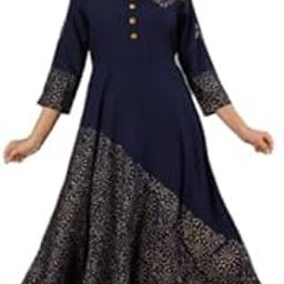 Women Printed Gown Kurti 3/4 Sleeve Maxi Long Gown for Women and Girl-picture-32