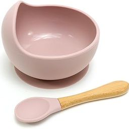 Kids Station 2 Piece BPA-Free Silicone Baby Feeding Set - Bowl - Spoon - Happy Mealtime - Tableware Meal Utensils for Kids with Suction - Baby Feeding Product (Set of 2, Light Pink)-image-12