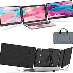 14.0" Tri-Screen Portable Foldable Dual LED Monitor | Triple Monitor Compatible with Windows & MAC OS (Compatible M1,M2,M3 & M4 Chip) | Laptop Screen Extender (14.0, Inches)-picture-22