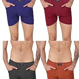 Mens Multicolour Two Pocket Premium Cotton Underwear for Men Pack of 4-image-95
