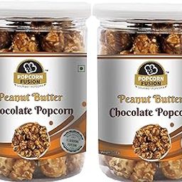 Popfusion Flavoured Popcorn - Peanut Butter Chocolate Popcorn, Low Fat Snacks with Airtight Glass Jar - Combo Pack (170g*2)-340g-image-47