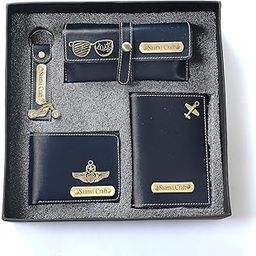 Tanvi Crafts Your Name Customized Leather Unisex Passport Holder, Sunglasses Cover and Men's Wallet with Key Chain, Gifts, Personalized Gifts, Personalized Accessories (Navy Blue)-image-38