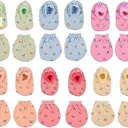 Baby Mitten & Booties Set Printed Cotton Hand Gloves and Socks Combo (0-6 Months) (Multicolor, Pack of 6)-image-36