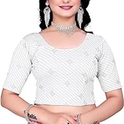 Women Red Cotton Lycra Solid Round Neck Short Sleeves Regular Saree Blouse (DN-1059)-image-63