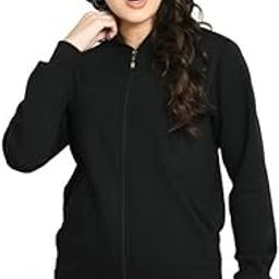 Women Solid Fleece Warm Front Open Zipper Regular Jacket For Winter (Pack of 1) Black, 2XL-29
