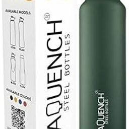 Aquench Stainless Steel Water Bottle 1 Litre, Leakproof Sipper Cap 1 Ltr, Bottles 1+ Litre for School, Gym, Office, Boys, Girls, Men, Women, Kids, Fridge 1Ltr - 1000 ml - Set of 1 (Dark Green)-image-91