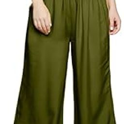 Monis Boutique House Women's Dark Mehndi Green Rayon Solid Palazzo | Flared Comfortable Fit | Ethnic Sizes XS to 7XL-image-6