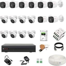 16 Channel DVR + 5MP 8 Dome & 8 Bullet Cameras with Audio Recording (Day/Night Vision) + 4TB HDD + Copper Cable Roll (1+3) + CLOCITE 8 CH Power Supply 2 Nos + BNC & DC Full Combo Kit-30