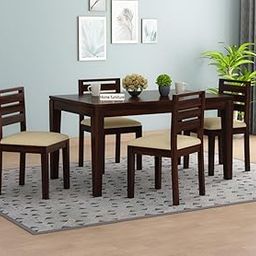 Home furniture Wooden Dining Table Set 4 Seater | Four Seater Dinning Table with 4 Chairs for Home and Restaurants | Dining Room Sets for Home and Restaurants | Dining Set | Walnut Finish-image-60