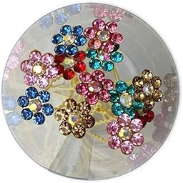 Crystal Flower Juda Hair Bun Decoration Pins (Set of 12pcs) for Women and Girls- Fancy Hair Accessories for Wedding, Brides, Parties-image-81