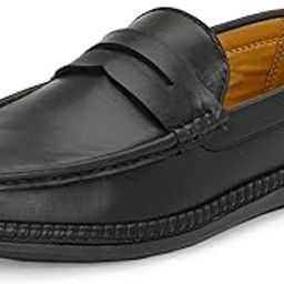 Black Leatherette Stylish Slip-On Office Party Ethnic Wear Casual Loafers Shoes Shoe Island for Men (BAB1090-AZ)-image-40