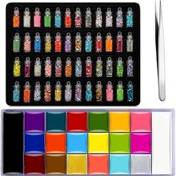 THR3E STROKES COMBO Face Body Paint Oil Palette, Professional Flash Non Toxic Safe Tattoo Halloween FX Party Artist Fancy Makeup Painting Kit For Kids and Adult-image-20