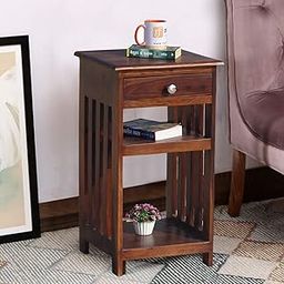 Royal Finish Keesha Bedside Table in Natural Wood Color with Natural Honey Oak or Wallnut Color with matte Finished (Natural Honey Oak)-17