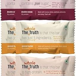 The Whole Truth - Protein Bars | Peanut Heavy (2 Double Cocoa Bars, 2 Peanut Cocoa Bars, 2 Peanut Butter Bars) | Pack of 6 x 52g each | Sugarfree | No Preservatives | No Gluten or Soy | All Natural-9