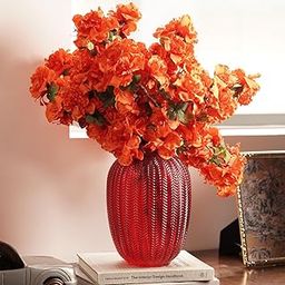 Pure Home + Living Red Herringbone Textured Glass Vase - Medium-image-2