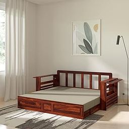Amazon Brand - Solimo Nemoral Solid Sheesham Wood Sofa Cum Bed (Honey Finish)-2