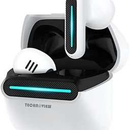 TECHNOVIEW Gaming Earbuds with Advanced ENC Technology,HD Mic,BT V5.3,Low Latency, Sci - Fi Hill Shaped Design,300mAh Battery Life,Fast Charging in 1Hr,6Hrs Playtime,13mm Dynamic Drivers [White]-10