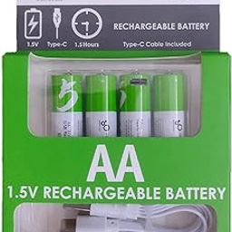KP Original USB Rechargeable AA Batteries, 1.5V 2600mWh, USB Type-C Charging Cable, High Capacity,1200 Cycles, Over-Charge Protection, All-Purpose Battery with 4-in-1 Charging Cable (Pack of 4)-4