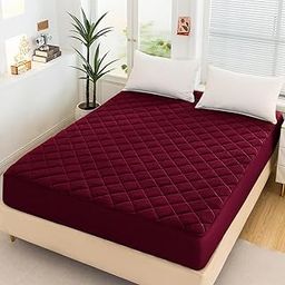 Dream Care Waterproof Maroon Quilted Mattress Protector, Ultimate Protection for Your Mattress, Breathable and Comfortable 72x78 King Size-image-83