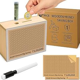 Unbreakable Wooden Money Saving Box for Adults – 1 Lakh Capacity | Reusable Piggy Bank | Money Bank with Amount 100000 | One Lakh Gullak, Kidddy Bank for Kids, Men, Women, Girls, Boys | 1 Yr Warranty-image-12