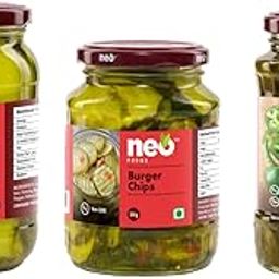 Neo Foods Sandwich Stackers 480g, Burger Chips 350g & Sliced Jalapenos 350g I Healthy Toppings for Salads and Snacks Mix Combo Pack, Party Value Pack I Ready To Eat Pickles I 100% Vegan, No GMO-image-14