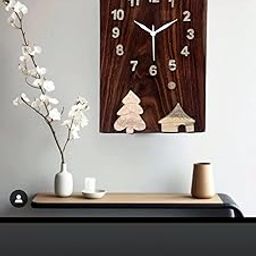 ClokMen Wooden Square Wall Clock for Office, Living Room, Kitchen, and Bedroom Decorative Analog Wall Clock with Style and Attraction-Brown Tree Design-32