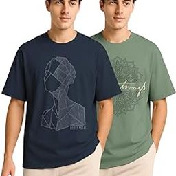 Trendy Half Sleeve Oversized Cotton Blend Crew Neck Tshirt for Men - Pack of 2-image-90